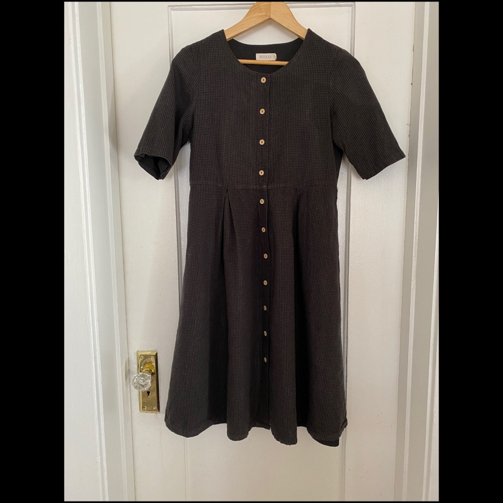 Roolee Olive Gingham Midi Dress